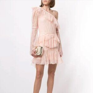 Alice McCall Blush Lace Ruffle Off Shoulder Mini Dress 6